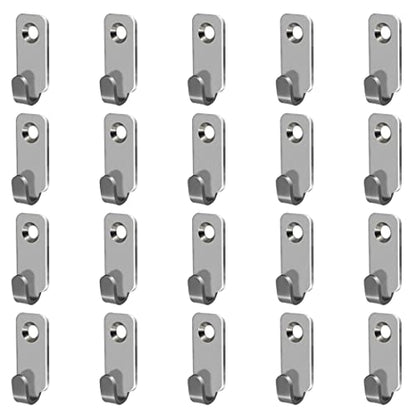 20pcs Heavy Duty Hanger 304 Stainless Steel Wall Mounted Mini J Hook for Mirror Picture Frames Hanging Wire (20 Count)