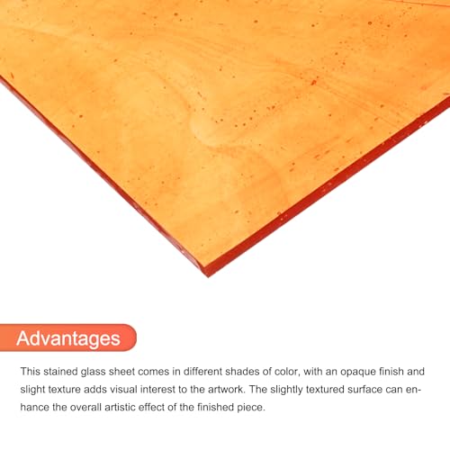 2 Pcs Stained Glass Sheet Mosaic Tile 7.9 Inch x 5.9 Inch Orange Stained Glass Sheets for Crafts DIY Art Project