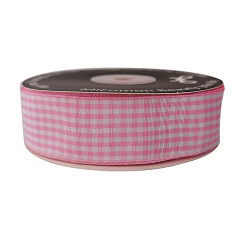 Pink and White Gingham Ribbon (75 Feet)