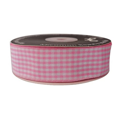 Pink and White Gingham Ribbon (75 Feet)