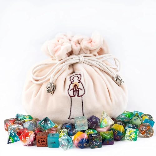 Large DND Dice Bag with Pockets Beige Storage Bag for D&D RPG Games