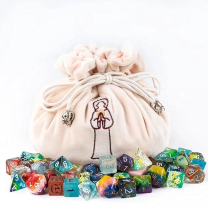 Large DND Dice Bag with Pockets Beige Storage Bag for D&D RPG Games