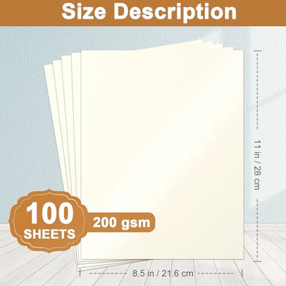 100 Sheets Cream Shimmer Cardstock 8.5 x 11 Ivory Paper 75lb (100 Count)