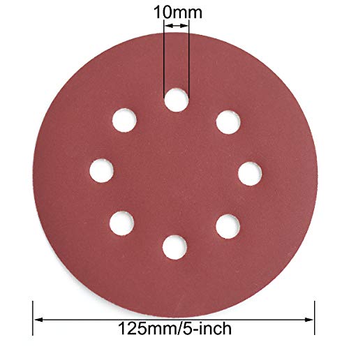 5-Inch 8-Hole Hook & Loop Sanding Discs 600-2000 Mixed Grit, 60-Pack (60 Count)