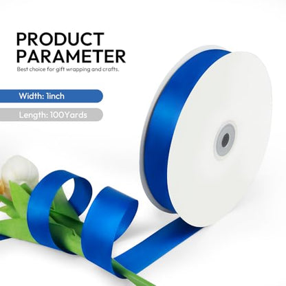1 Inch 100 Yards Satin Ribbon Royal Blue (300 Foot)