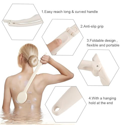 19" Long Handle Shower Sponge Brush Set