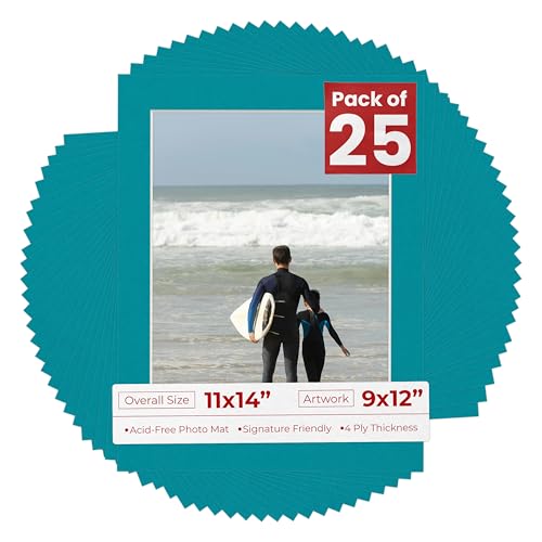 Pack of 25 Acid Free 11x14 Mats Bevel Cut for 9x12 Photos (25 Count)