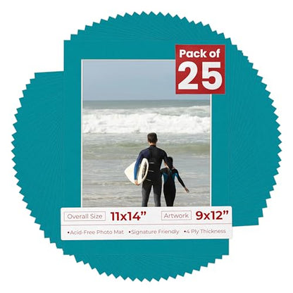Pack of 25 Acid Free 11x14 Mats Bevel Cut for 9x12 Photos (25 Count)