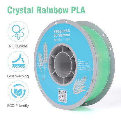 Crystal Rainbow PLA 3D Printer Filament Bundle (141.0958 Ounce)