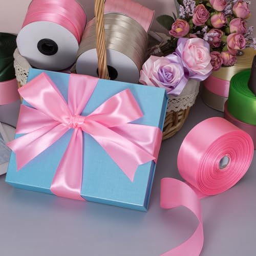 1 1 2 Inch Flamingo Pink Solid Satin Ribbon for Gift Wrapping