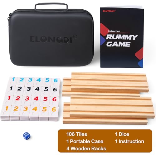 Rummy Cube Game Set with 4 Wooden Racks