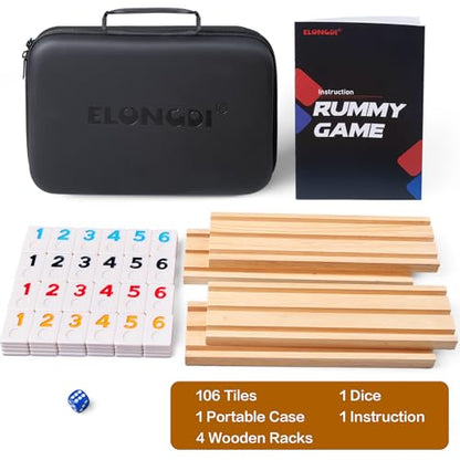 Rummy Cube Game Set with 4 Wooden Racks