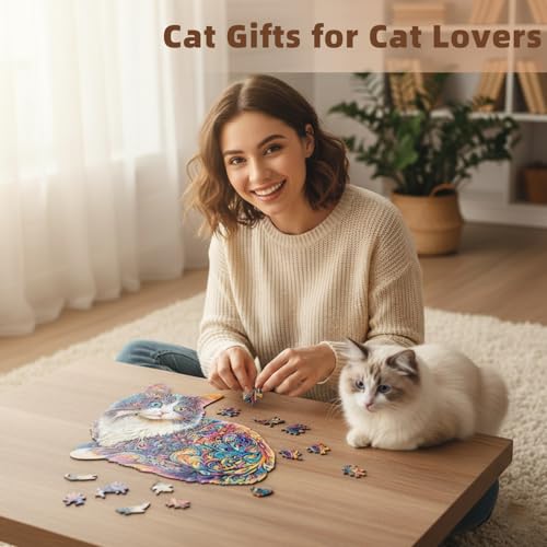 Lazy Cute Cat Adults Gifts Wooden 240 Pieces 13.4 * 12.2in (240 Count)