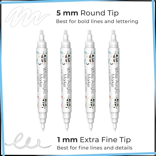 4 White Acrylic Paint Pen for Wood