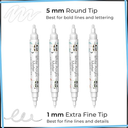 4 White Acrylic Paint Pen for Wood