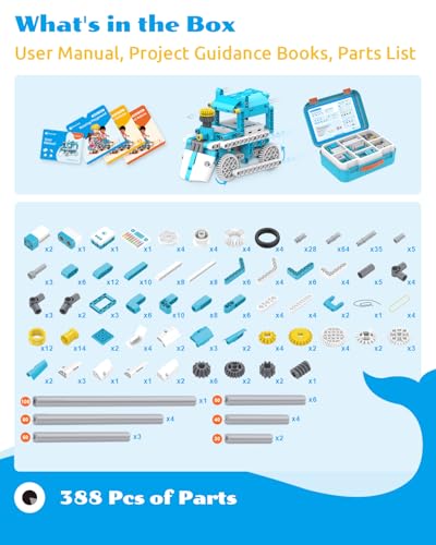 D3 Pro 12-in-1 STEM Wecode Pad Coding Robot Kit for Kids, 388-Piece Educational Building Set with Interactive Storytelling, Ideal Toy for Boys & Girls Ages 6-8 (376 parts)