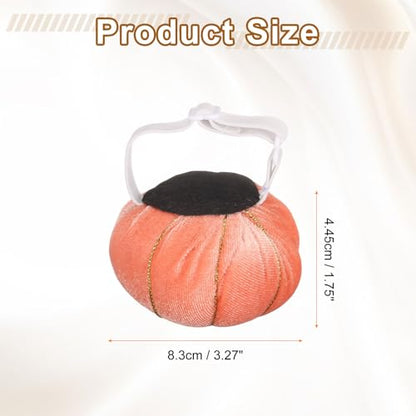 Wrist Pin Cushion Wristband Sewing Pincushion Polyester Pin Holder Wearable Pumpkin Shaped Needles Wristband with 100 Head Needles for Sewing Quilting DIY Crafts