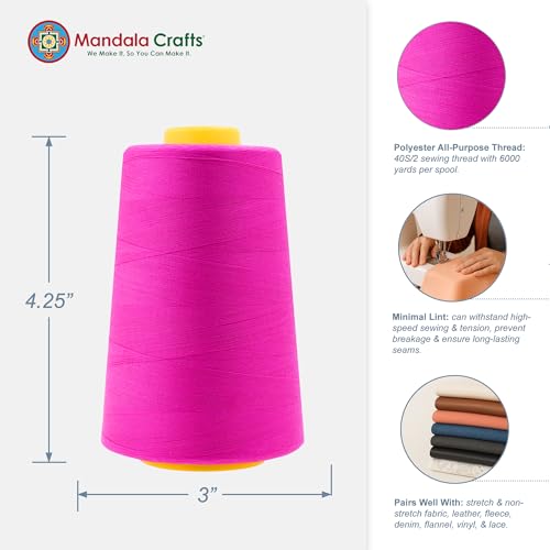 40S 2 Fuchsia Polyester 4 Pack of Serger Threads Cones (24000 Foot)