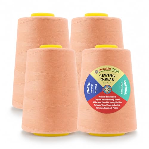 40S 2 Peach Polyester 4 Pack of Serger Threads Cones (24000 Foot)