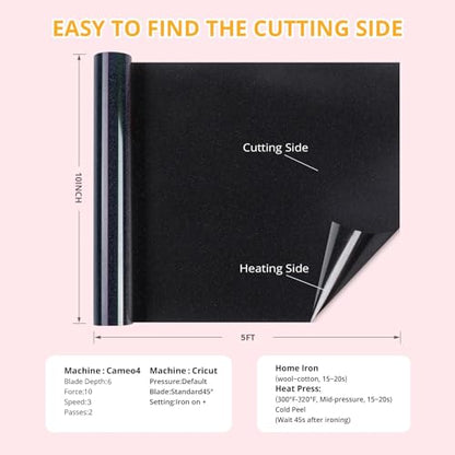 Black Glitter Heat Transfer Vinyl