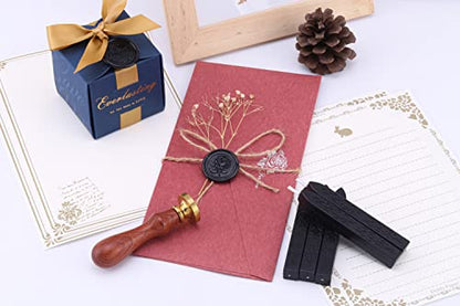 5Pcs Black Sealing Wax Sticks with Wicks for Wax Seal Stamp (5 Count)