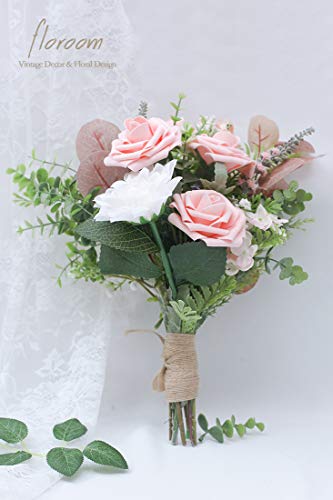 Artificial Flowers 50pcs Real Looking Peach Pink Foam Fake Roses with Stems for DIY Wedding Bouquets Bridal Shower Centerpieces Floral Arrangements Party Tables Home Decorations (50 Count)