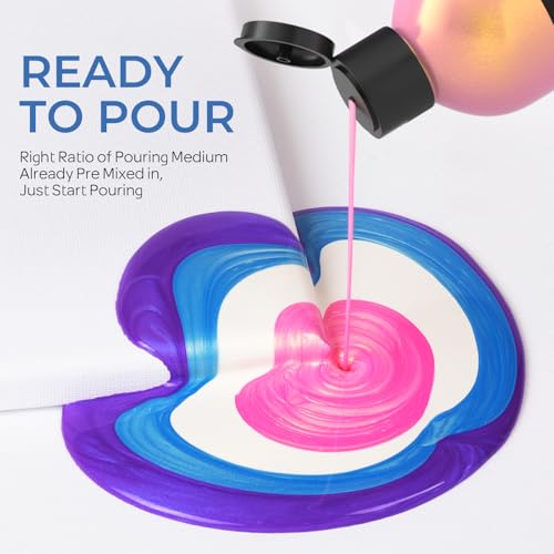 20 Colors Iridescent Metallic Acrylic Pour Paint Supplies Kit 8.45oz (169 Fl Oz)