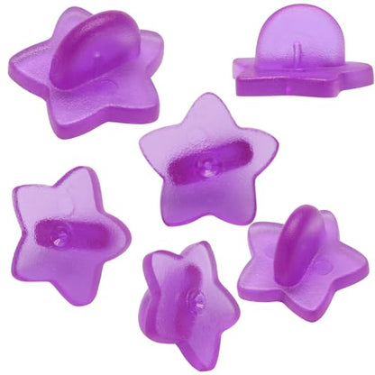 100 Pack Purple Star Shape Rubber Pin Backs