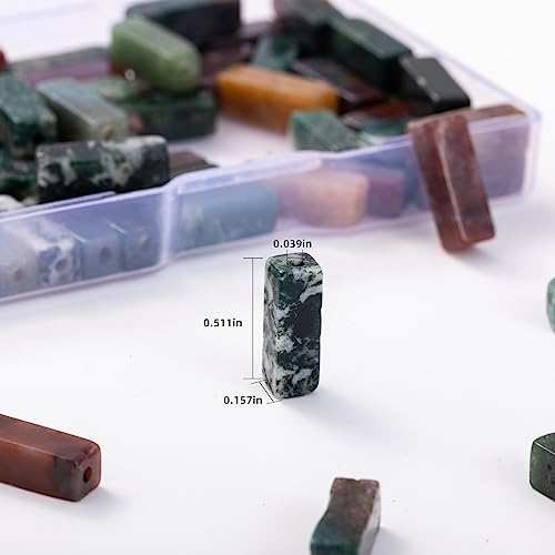 Natural Indian Agate Rectangle Tube Beads 4x13mm 38cm (28 Count)