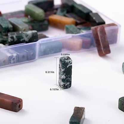 Natural Indian Agate Rectangle Tube Beads 4x13mm 38cm (28 Count)