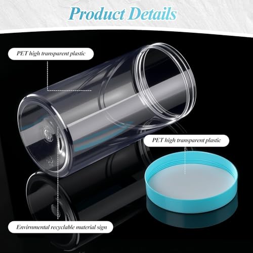 12 Pack 32 oz Plastic Container Jars with Lids Round Clear Travel Cosmetic Container Slime Jars for Toiletries (12 Count)