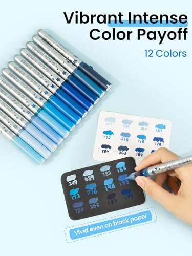 Acrylic Paint Markers 12 Blue Colors (12 Count)