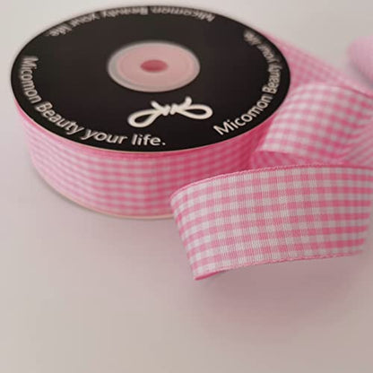 Pink and White Gingham Ribbon (75 Feet)