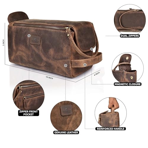 Full Grain Leather Toiletry Bag for Men & Women