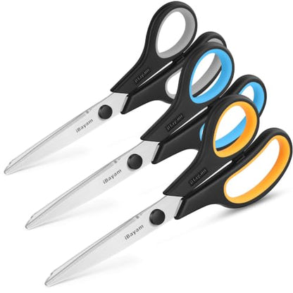 8.5" Heavy Duty Black Scissors for Office School Classroom Home Use (3 Count)