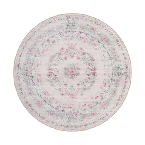 Bow Print Washable 4ft Round Rug (12.54 Sq Ft)