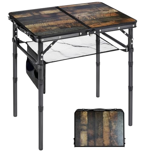 Small Folding Table with Side Pocket Adjustable Height