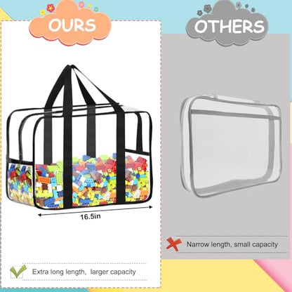 6 Pcs XXL Toy Storage Bags with Labels Reusable Clear Toy Organizer (6 Count)
