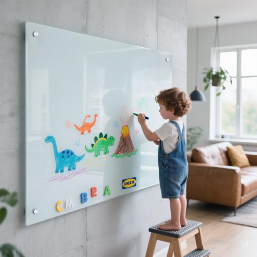 Magnetic Glass Writeboard Tempered Glass Dry Erase Boards Wall Mounted Frameless Whiteboard Bulletin Message Boards