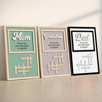 Mom You Are The Piece Personalized Family Crossword Scrable Sign for Mom