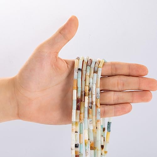 Natural Amazonite Cylinder Tube Beads 4x13mm 38cm (28 Count)
