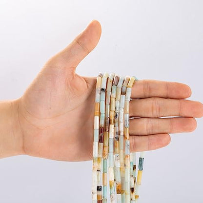 Natural Amazonite Cylinder Tube Beads 4x13mm 38cm (28 Count)