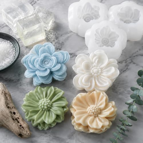 4 Pack 3D Flower Silicone Molds (4 Count)