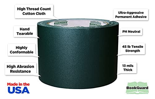 3 Inch Forest Green Book Repair Cloth Tape 15 Yard Roll