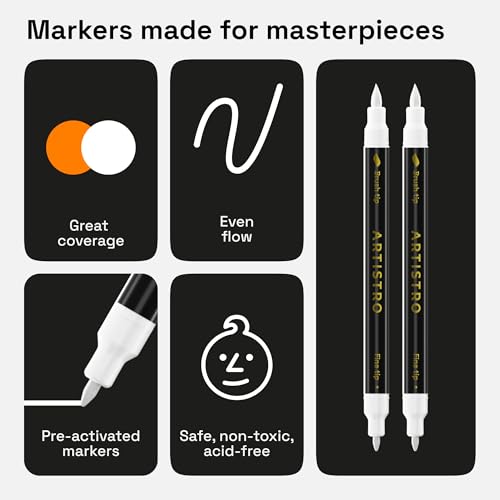 2 White Dual Tip Fabric Markers Decorating Kit Permanent for Cloth (2 Count)