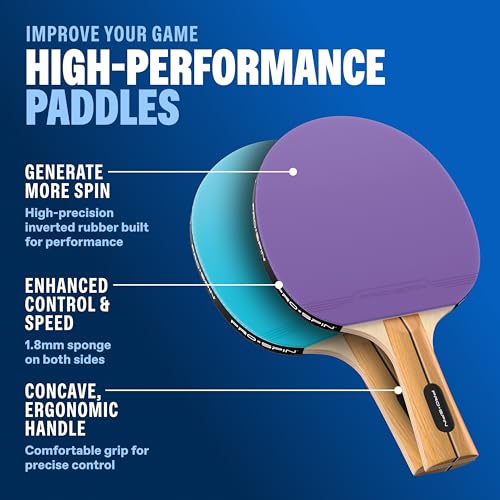 Portable Ping Pong Set with Retractable Ping Pong Net for Any Table