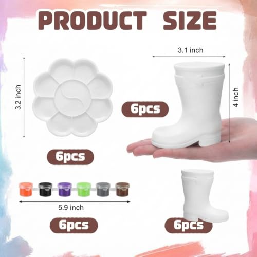 6 Set Halloween Rain Boot Vase Ceramics to Paint (6 Count)