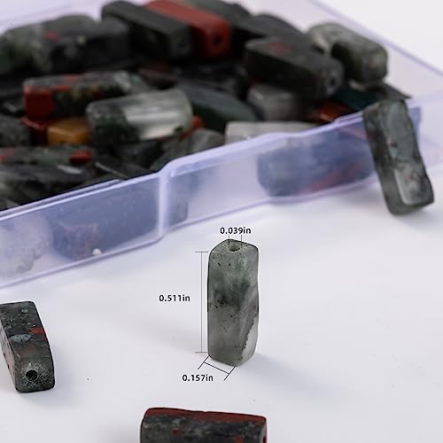 Natural Bloodstone Rectangle Tube Beads 4x13mm 38cm (28 Count)