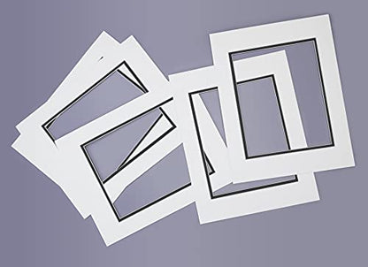 5 Pack Double mat 11x14 for 8x10 Photo White Over Black