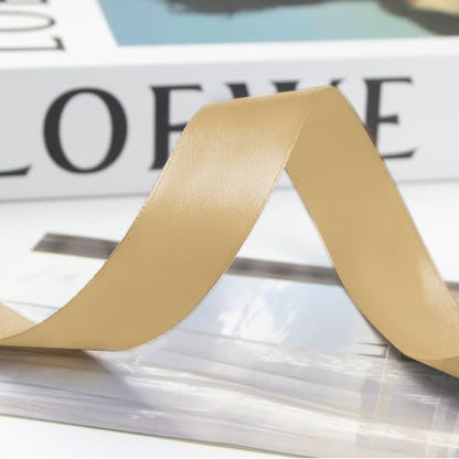 1 Inch 100 Yards Satin Ribbon Light Gold